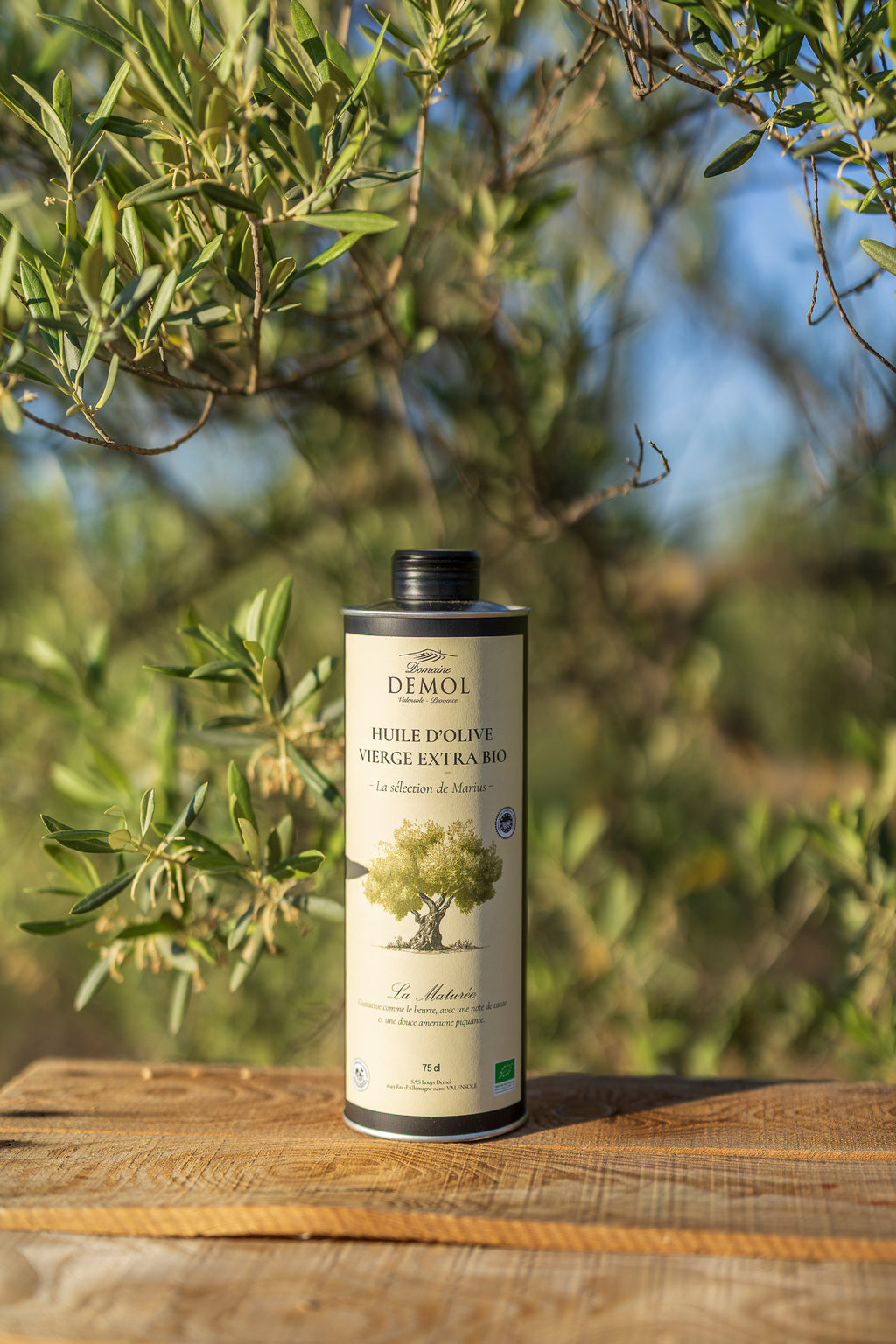 Bouteille de 75 cl d'huile d'olive maturée BIO, sélection de Marius, Domaine Demol
