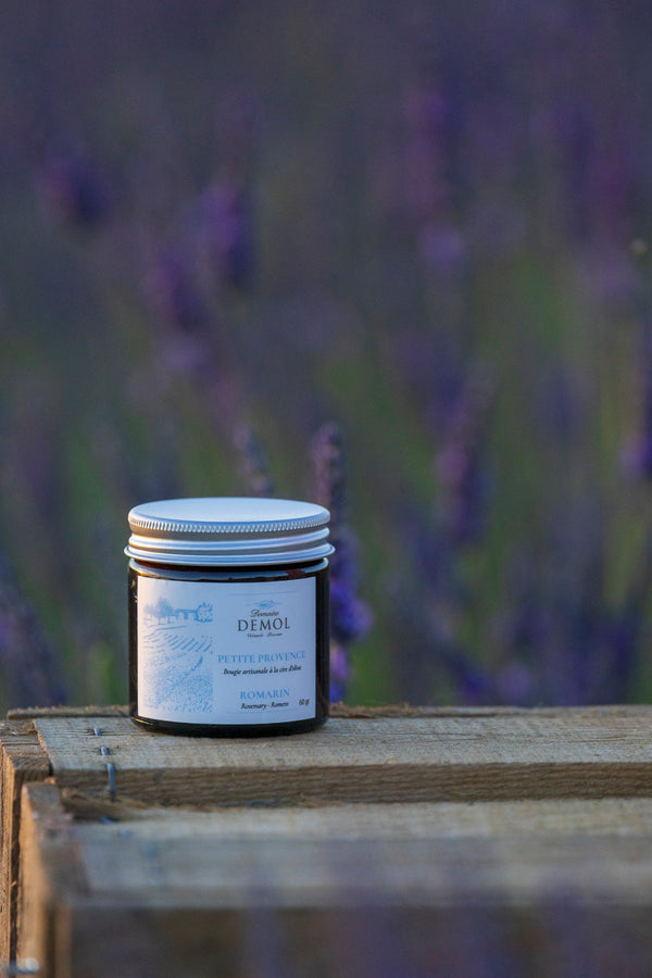 Bougie artisanale à la cire d'abeille Petite Provence parfum romarin, Domaine Demol