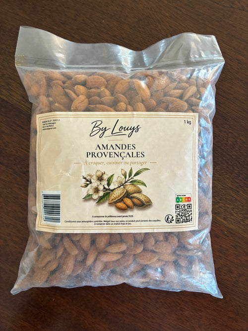 Sachet de 1 kg d'amandes provençales By Louys, à croquer, cuisiner ou partager